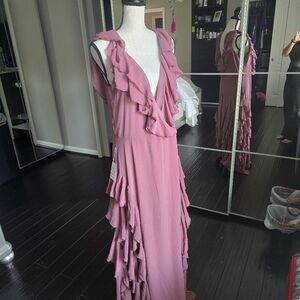 Joyfolie Mauve Ruffle Maxi Dress